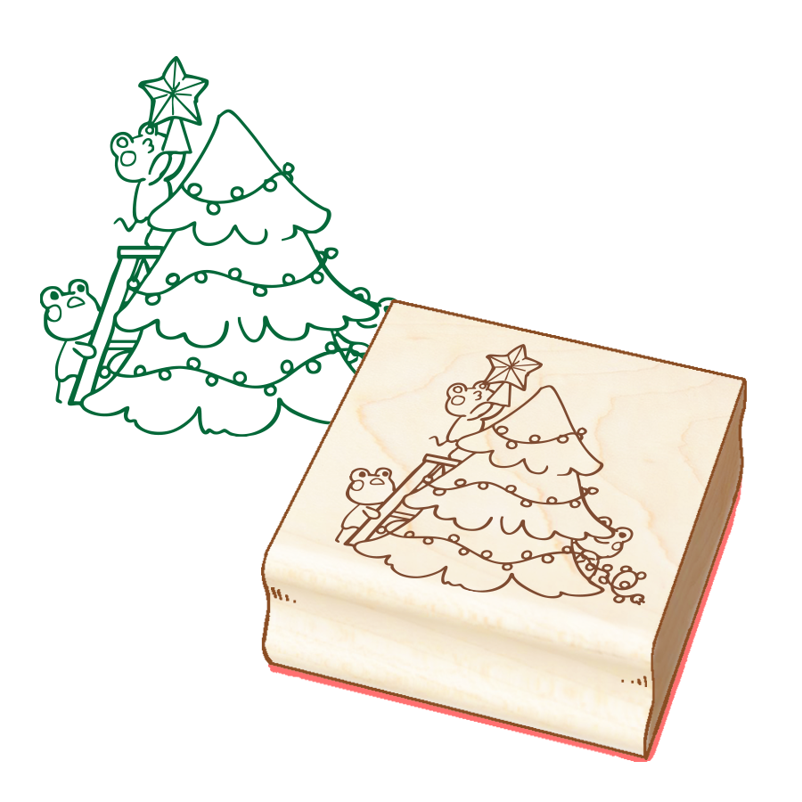 (Preorder) Frog Family's Tree Wooden Stamp