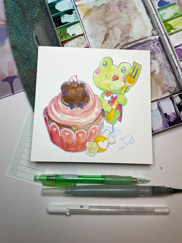 Wonderland Cupcake - Original Watercolor Painting