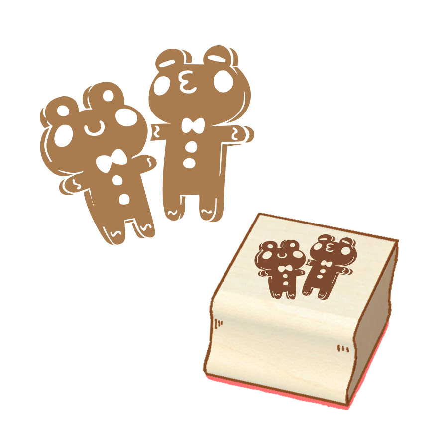 (Preorder) Gingerbread Frogs Wooden Stamp