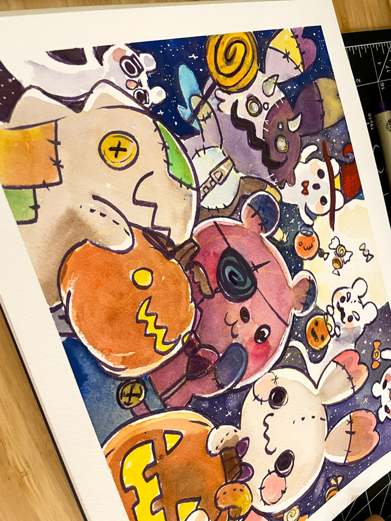 Pumpkin Light Party - Watercolor Original Painting